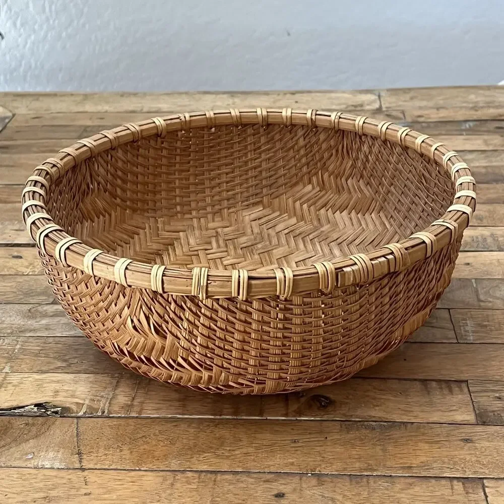Vintage Hand Woven Round Bottom Wicker Winnowing Basket 11